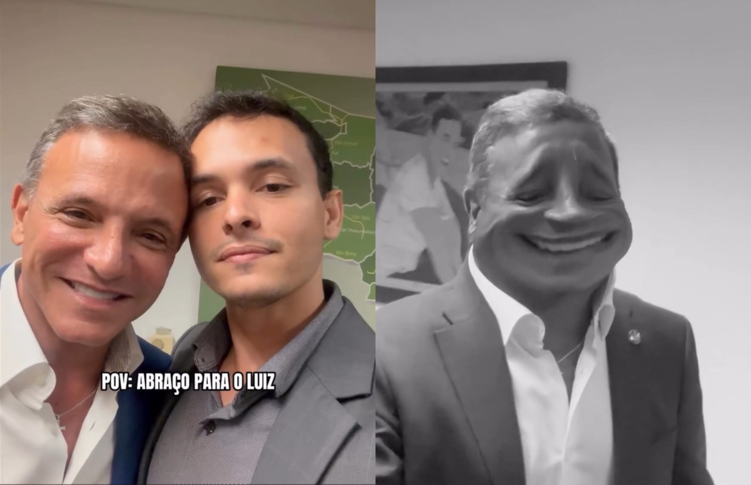 João Paulo brincou com o pai ao pedir abraço para "Luiz"