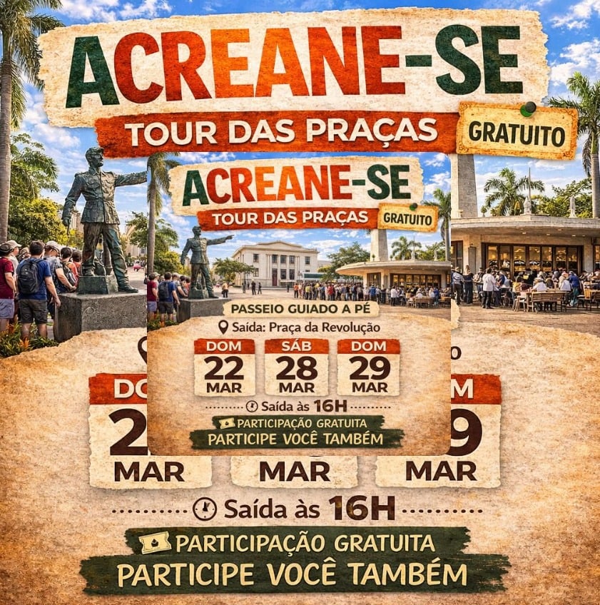 Acreane-se promove tour gratuito por praças históricas de Rio Branco