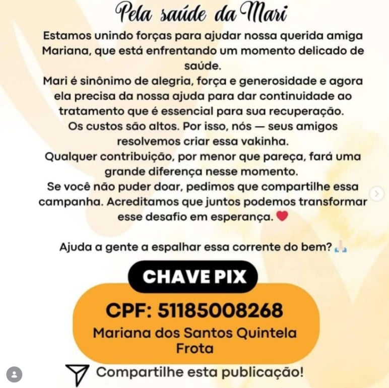 Vakinha busca arrecadar recursos para custear tratamento de saúde