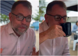 Alysson toma café da manhã em mercado e conversa com trabalhadores