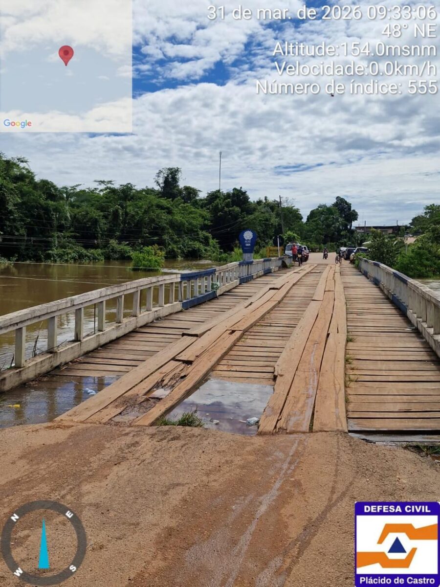 Ponte sobre o Rio Rapirrã é interditada no interior do Acre, diz Defesa Civil Ponte sobre o Rio Rapirrã é interditada no interior do Acre, diz Defesa Civil