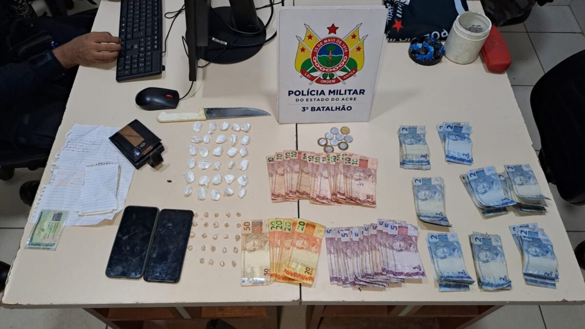 Polícia desarticula ponto de tráfico, prende casal e apreende drogas em Rio Branco