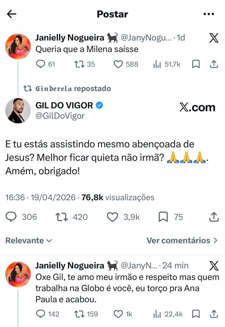 Gil do Vigor briga com a irmã por causa do paredão do BBB 26