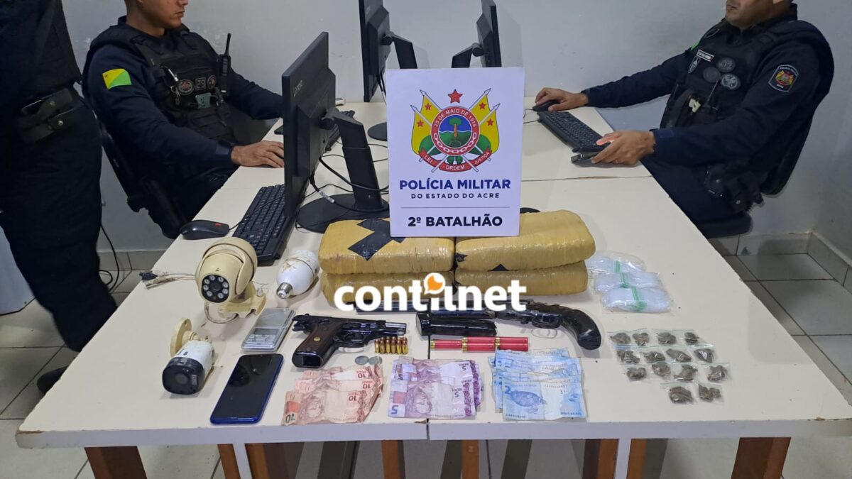 Polícia  prende casal com mais de 4 kg de skunk e apreende armas em  Rio Branco