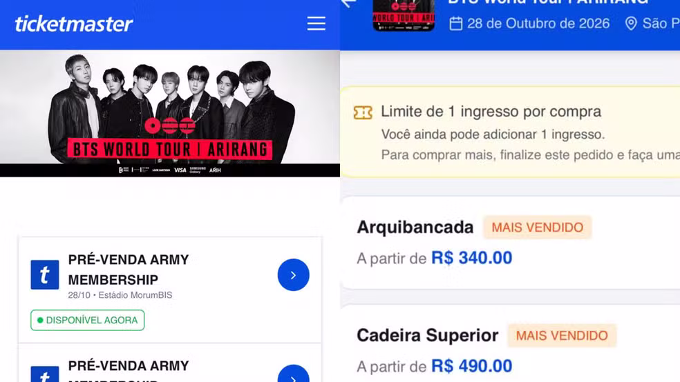 Golpistas criam páginas falsas para vender ingressos de shows do BTS no Brasil