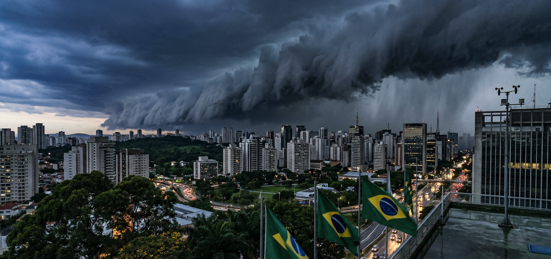 Frente fria e ciclone extratropical avançam pelo Brasil hoje trazendo temporais.