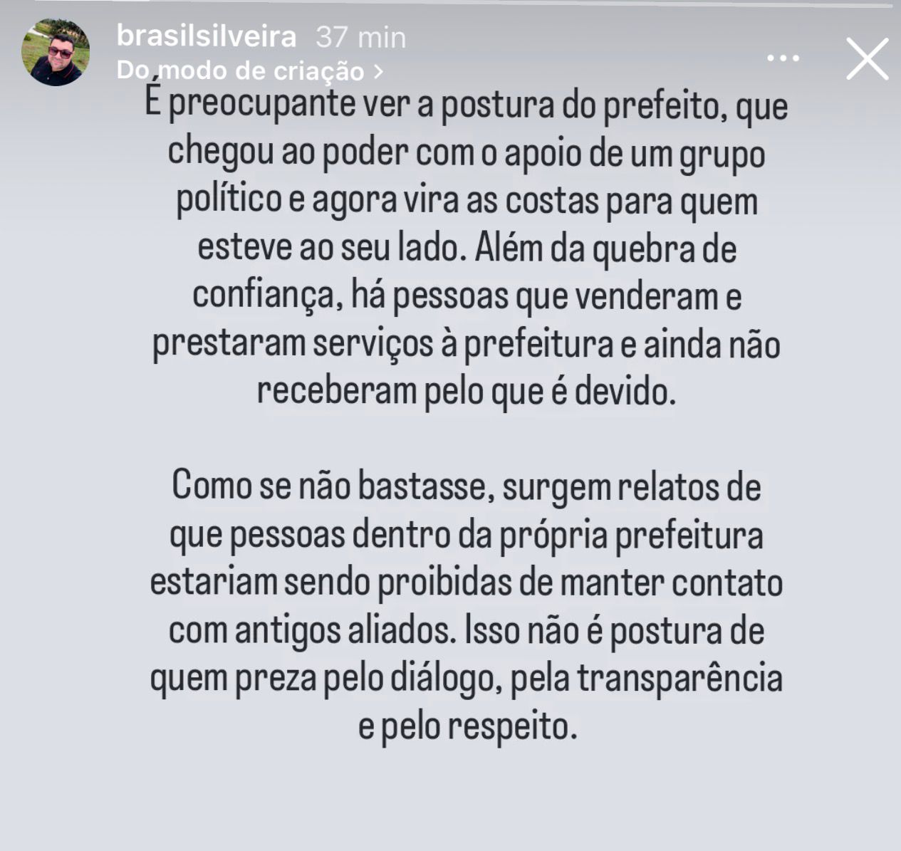 Ex-aliado critica postura do prefeito Gerlen Diniz e cobra transparência em Sena