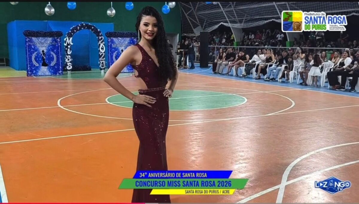 A jovem Vitória Pinheiro foi eleita Miss Santa Rosa 2026 durante concurso realizado na noite desta segunda-feira (27), em Santa Rosa do Purus.