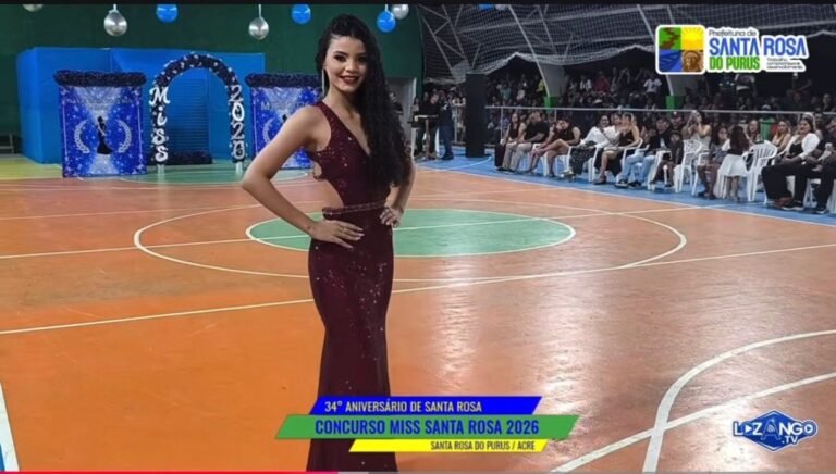 A jovem Vitória Pinheiro foi eleita Miss Santa Rosa 2026 durante concurso realizado na noite desta segunda-feira (27), em Santa Rosa do Purus.