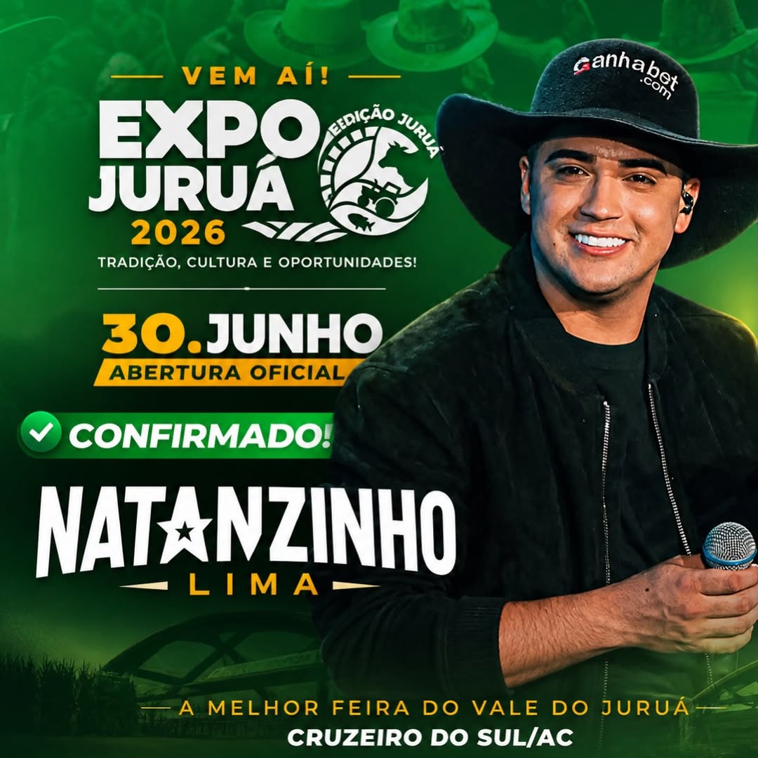 Natanzinho Lima é confirmado como a primeira atração da Expo Juruá 2026
