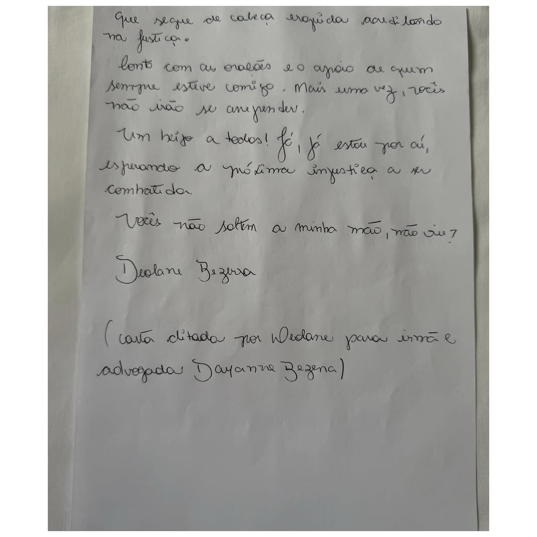 Em carta da prisão, Deolane Bezerra alega perseguição e nega elo com o PCC
