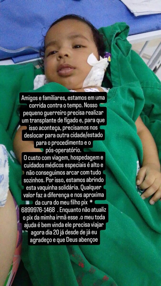 Família faz campanha para garantir transplante a criança no Acre