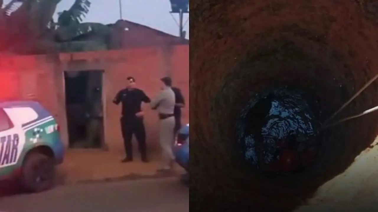 Homens caem em cisterna durante briga em quintal de residência