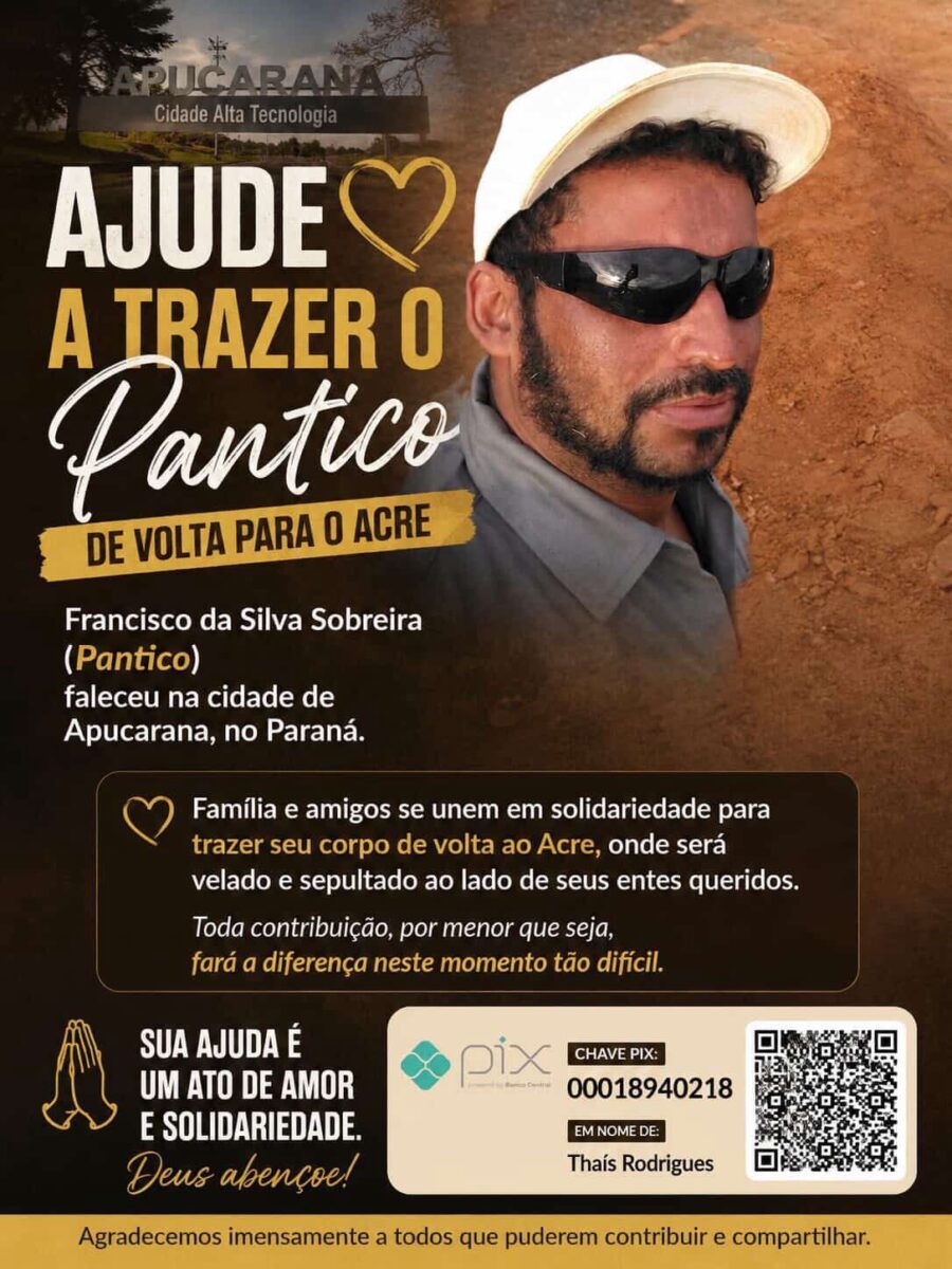Família pede ajuda para trazer corpo de acreano que morreu no Paraná