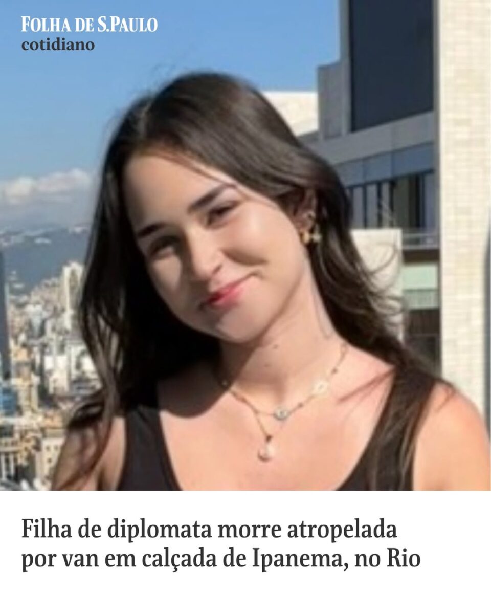 Filha de diplomata morre após ser atropelada por van em calçada no Rio