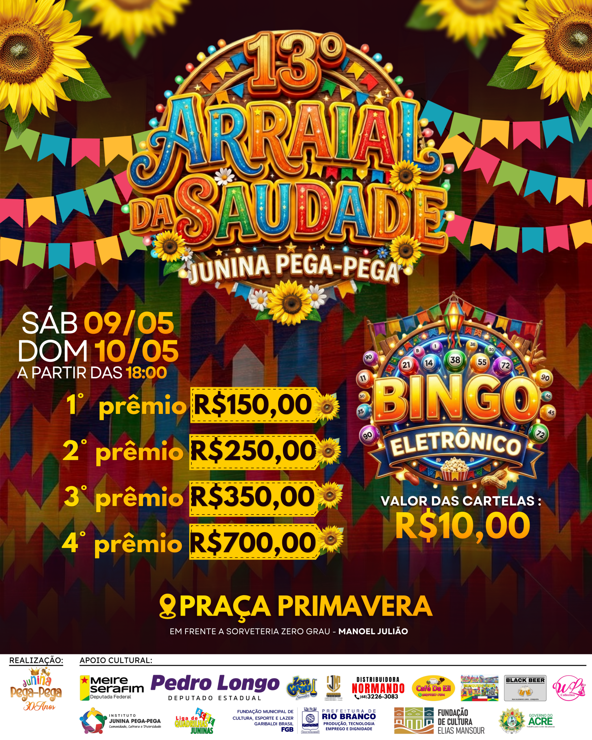 Junina Pega-Pega realiza 13º Arraial da Saudade com bingo e quadrilha