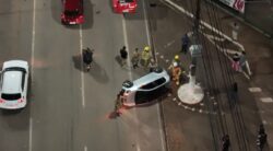Vídeo mostra ação coordenada dos Bombeiros para desvirar veículo na Av. Ceará