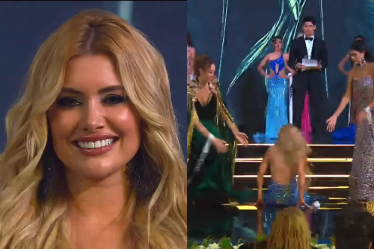 Miss Brasil cai ao vivo no palco durante final de concurso no Egito; veja vídeo Miss Brasil cai ao vivo no palco durante final de concurso no Egito; veja vídeo