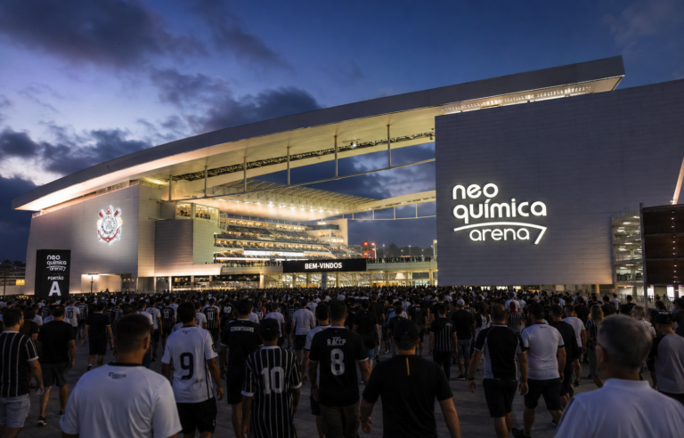 Corinthians x Atlético-MG: onde assistir ao vivo, horário e escalações pelo Brasileirão Vista externa da Neo Química Arena no fim de tarde preparada para o jogo entre Corinthians e Atlético-MG.
