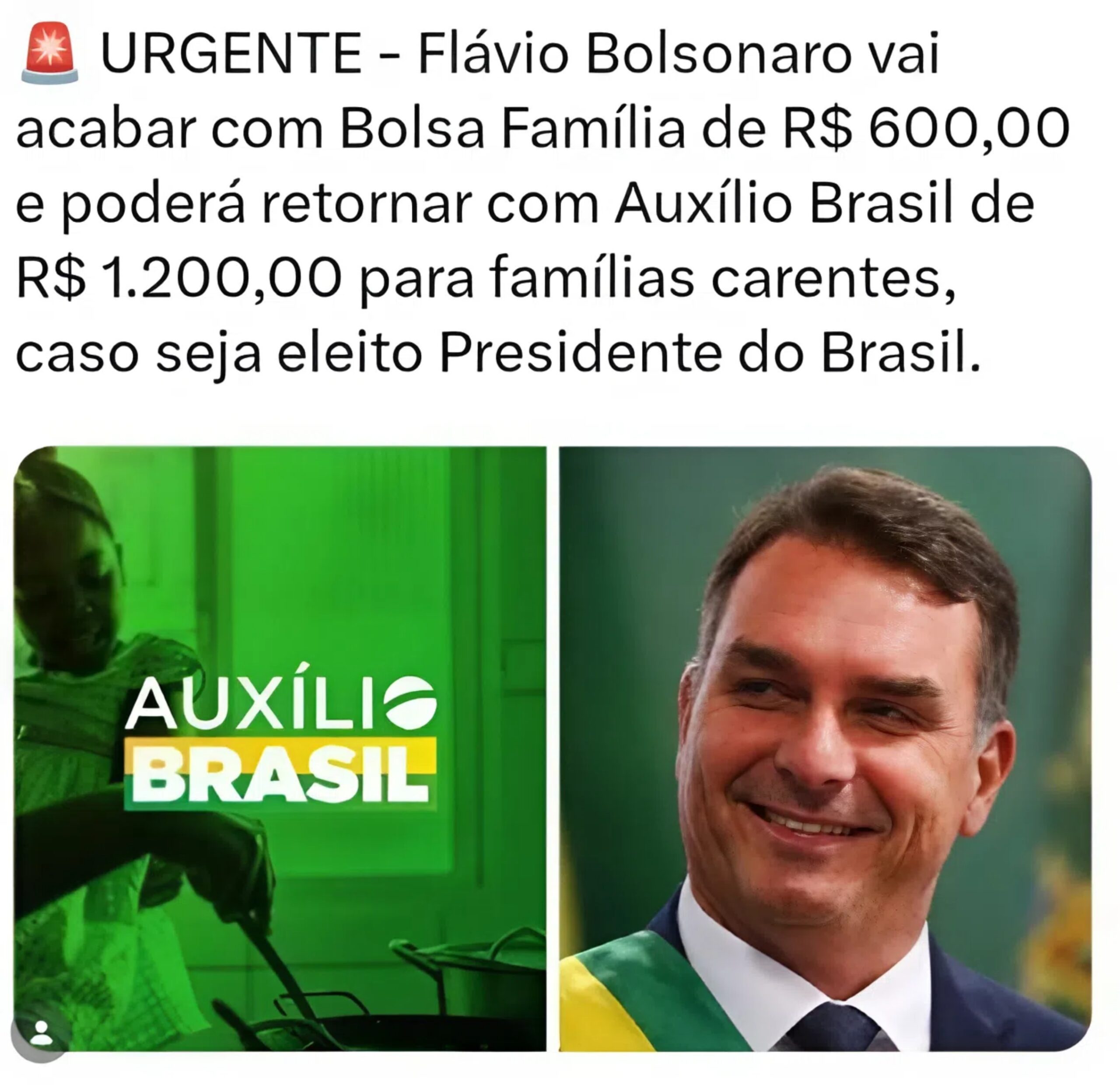 Boato na internet inventa proposta de Flávio Bolsonaro sobre fim do Bolsa FamĂlia