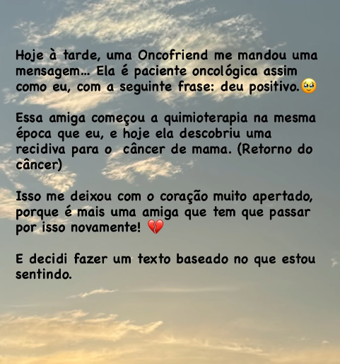 remissão (1) “Tenho sede de viver”: professora relata medo que não acaba após tratamento oncológico