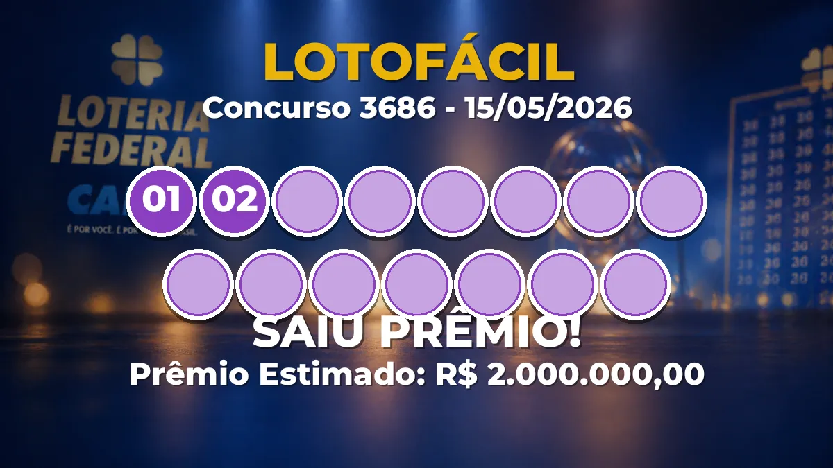 Resultado da Lotofácil de hoje: prêmio principal sai no concurso 3686 Resultado da Lotofácil de hoje: prêmio principal sai no concurso 3686