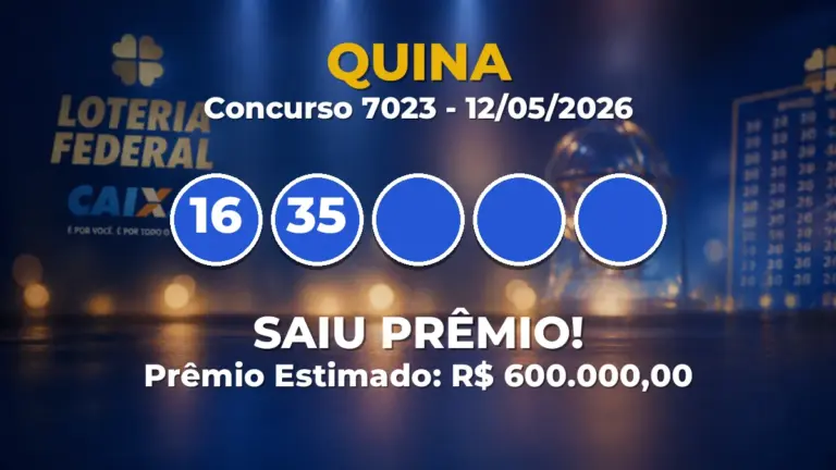 Resultado da Quina Concurso 7023