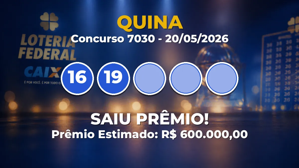 Resultado da Quina de hoje: prêmio principal sai no concurso 7030 Resultado da Quina de hoje: prêmio principal sai no concurso 7030