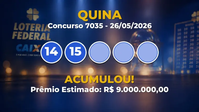 Resultado da Quina de hoje: prêmio acumula em R$ 9 milhões no concurso 7035