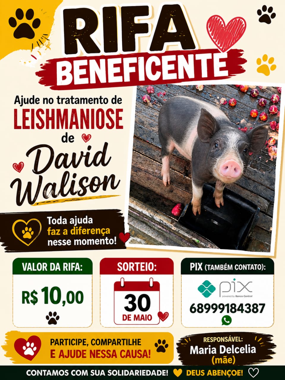 Família realiza rifa para custear tratamento de jovem com leishmaniose