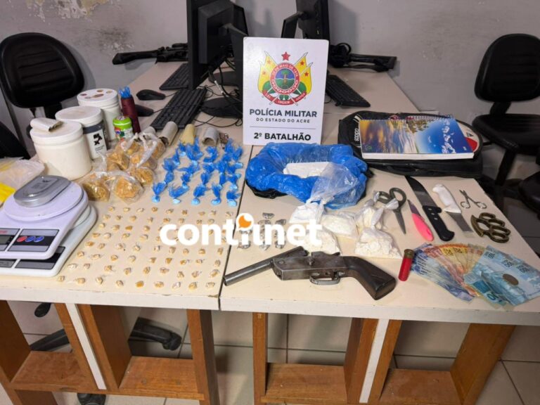 Suspeito de tráfico é preso com drogas e arma de fogo em Rio Branco Suspeito de tráfico é preso com drogas e arma de fogo em Rio Branco
