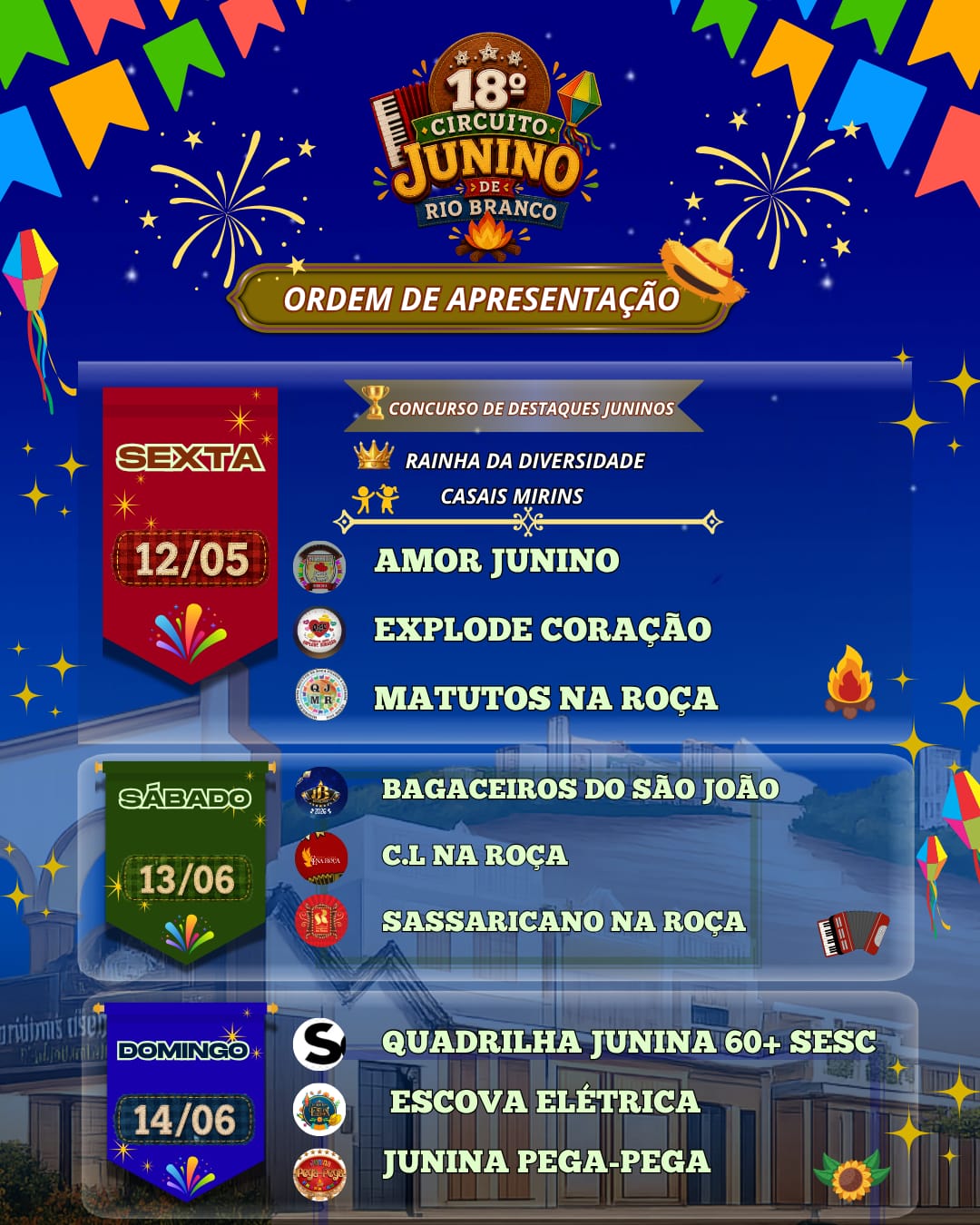 18º Circuito Junino de Rio Branco começa nesta sexta-feira na Praça da Revolução 18º Circuito Junino de Rio Branco começa nesta sexta-feira na Praça da Revolução