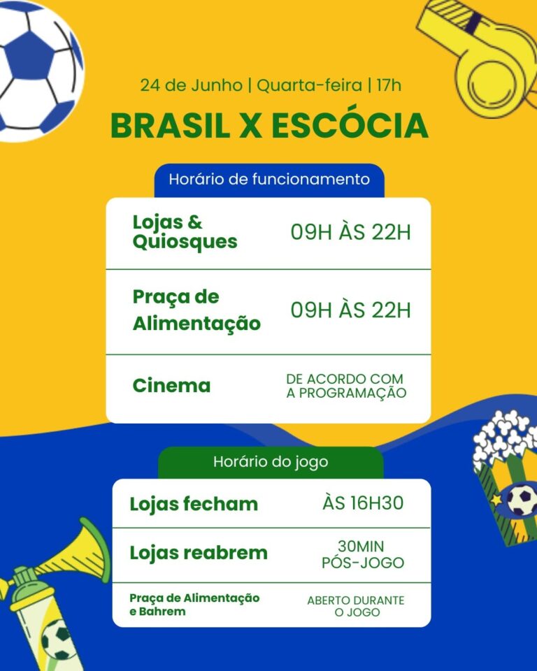 Via Verde Shopping terá horário especial no dia de Brasil x Escócia