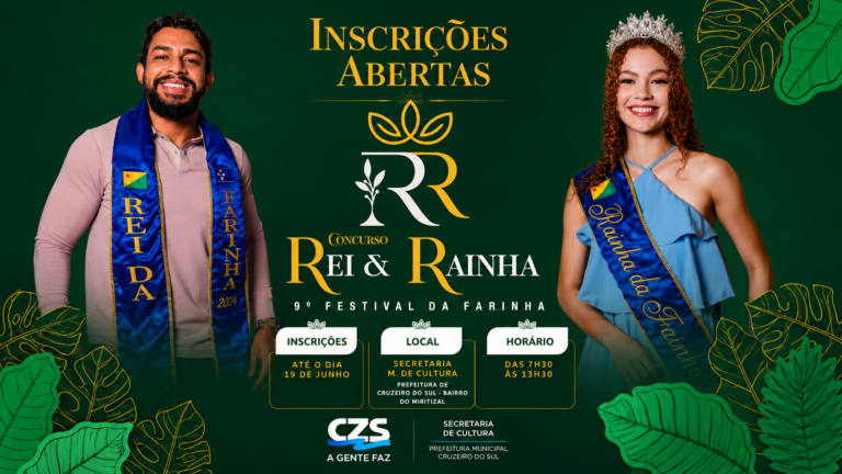 Cruzeiro do Sul abre inscrições para Rei e Rainha do Festival da Farinha