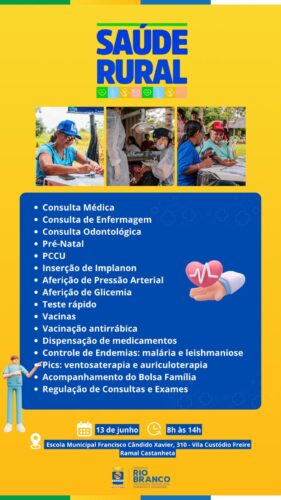 Saúde Rural chega à Vila Custódio Freire e deve atender 300 famílias
