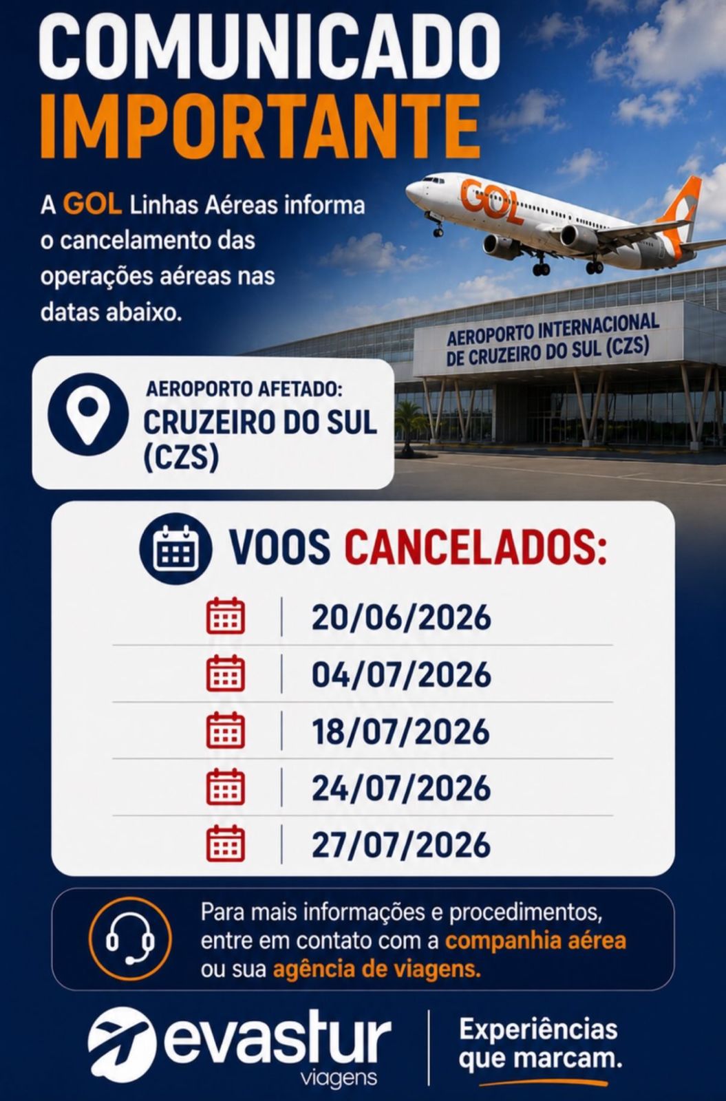 GOL cancela voos no Acre em datas de junho e julho; saiba detalhes Voos