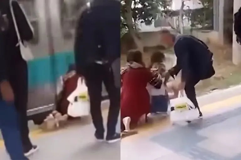 Criança cai em vão de trilhos e sobrevive após passagem de trem