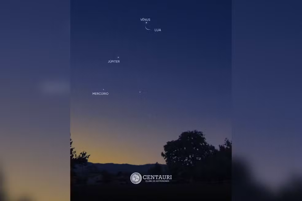 Veja as fotos do raro encontro entre Lua e três planetas no céu