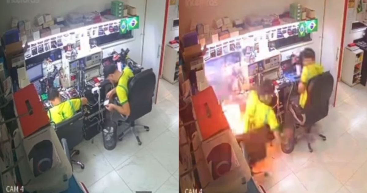 Celular explode em mão de técnico durante conserto em Goiás; veja vídeo Celular explode em mão de técnico durante conserto em Goiás; veja vídeo