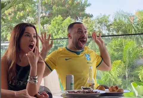 Reação de Gil do Vigor e Juliette no jogo do Brasil diverte a web