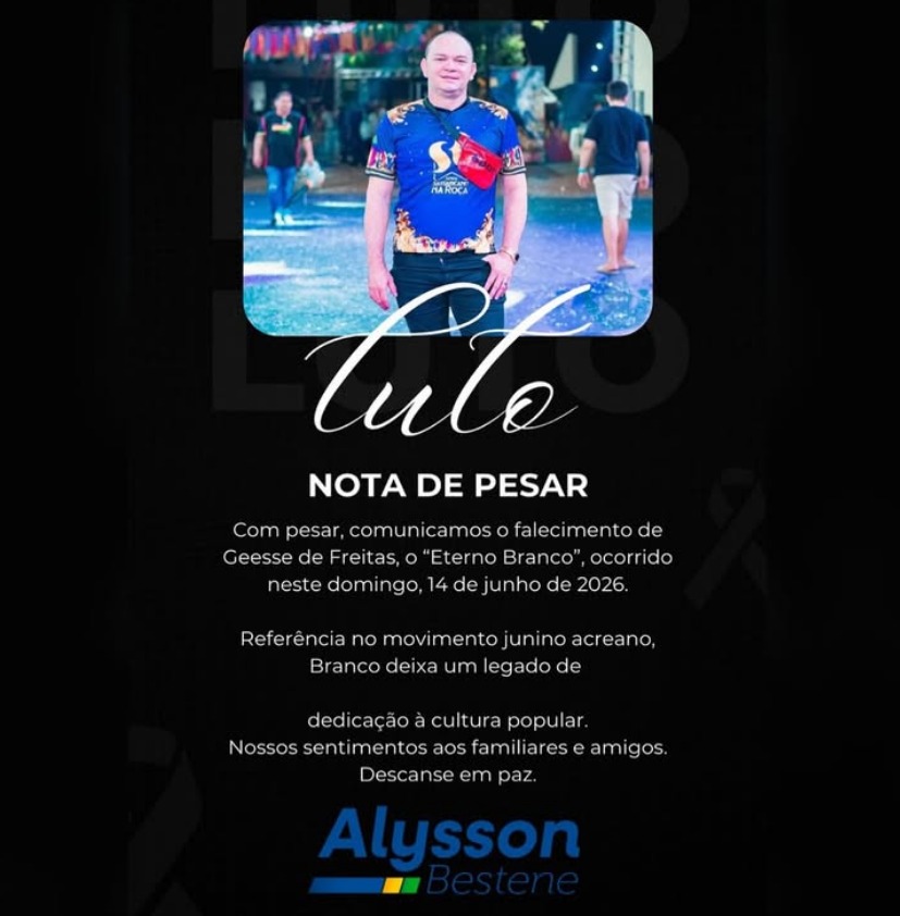 Alysson Bestene lamenta morte de produtor cultural acreano Alysson Bestene lamenta morte de produtor cultural acreano