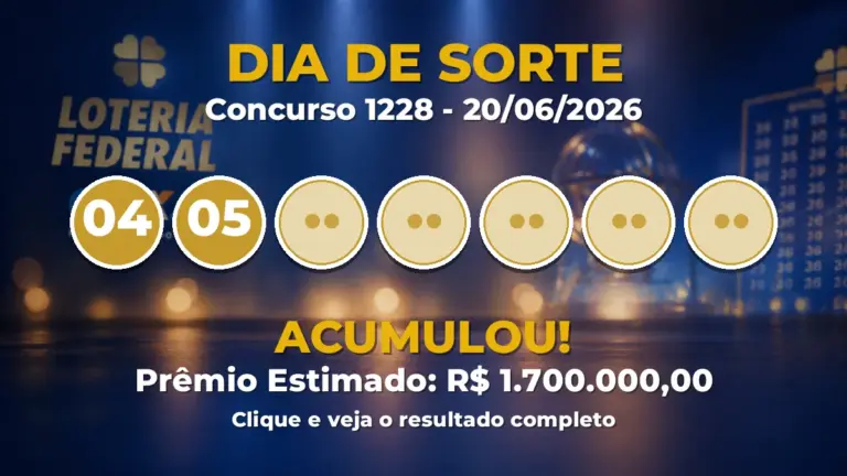 Resultado da Dia de Sorte de hoje: veja as dezenas do concurso 1228 acumulado