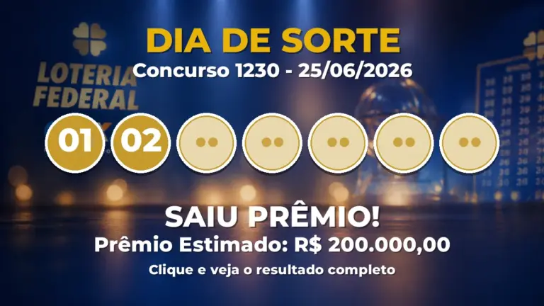 Resultado da Dia de Sorte de hoje: prêmio principal sai no concurso 1230