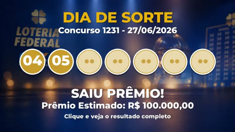 Resultado da Dia de Sorte de hoje: concurso 1231 tem ganhadores