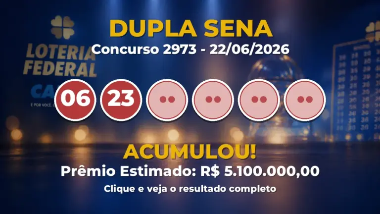 Resultado da Dupla Sena de hoje: veja as dezenas do concurso 2973 acumulado