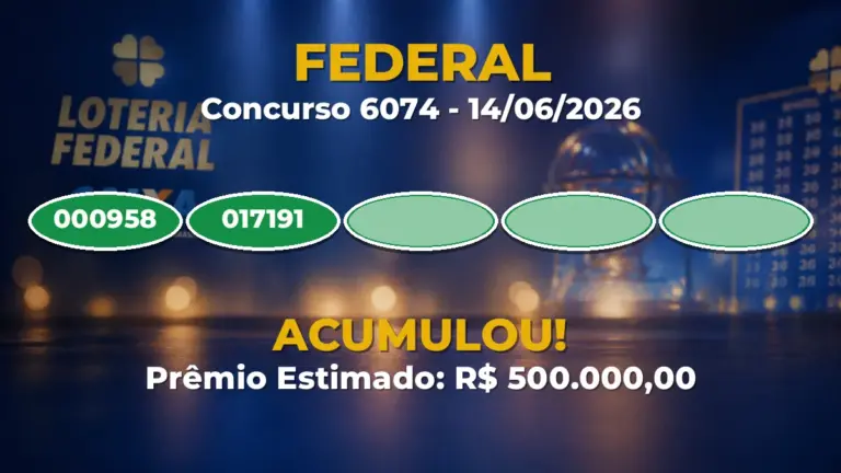 Resultado da Federal de hoje: veja as dezenas do concurso 6074 acumulado