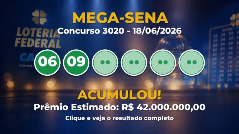 Resultado da Mega-Sena de hoje: veja as dezenas do concurso 3020 acumulado