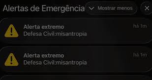 Alerta extremo da Defesa Civil com termo “misantropia” assusta brasileiros Alerta extremo da Defesa Civil com termo “misantropia” assusta brasileiros