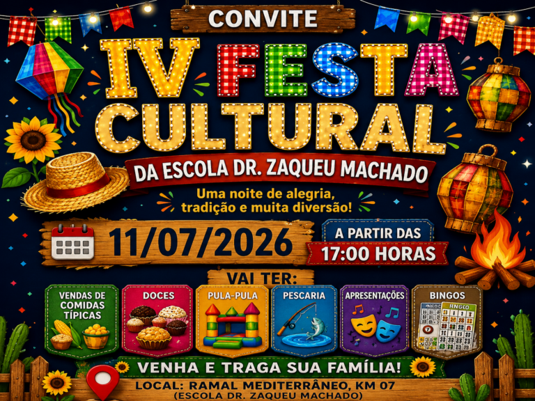 Escola Dr. Zaquel Machado realiza IV Festa Cultural neste sábado