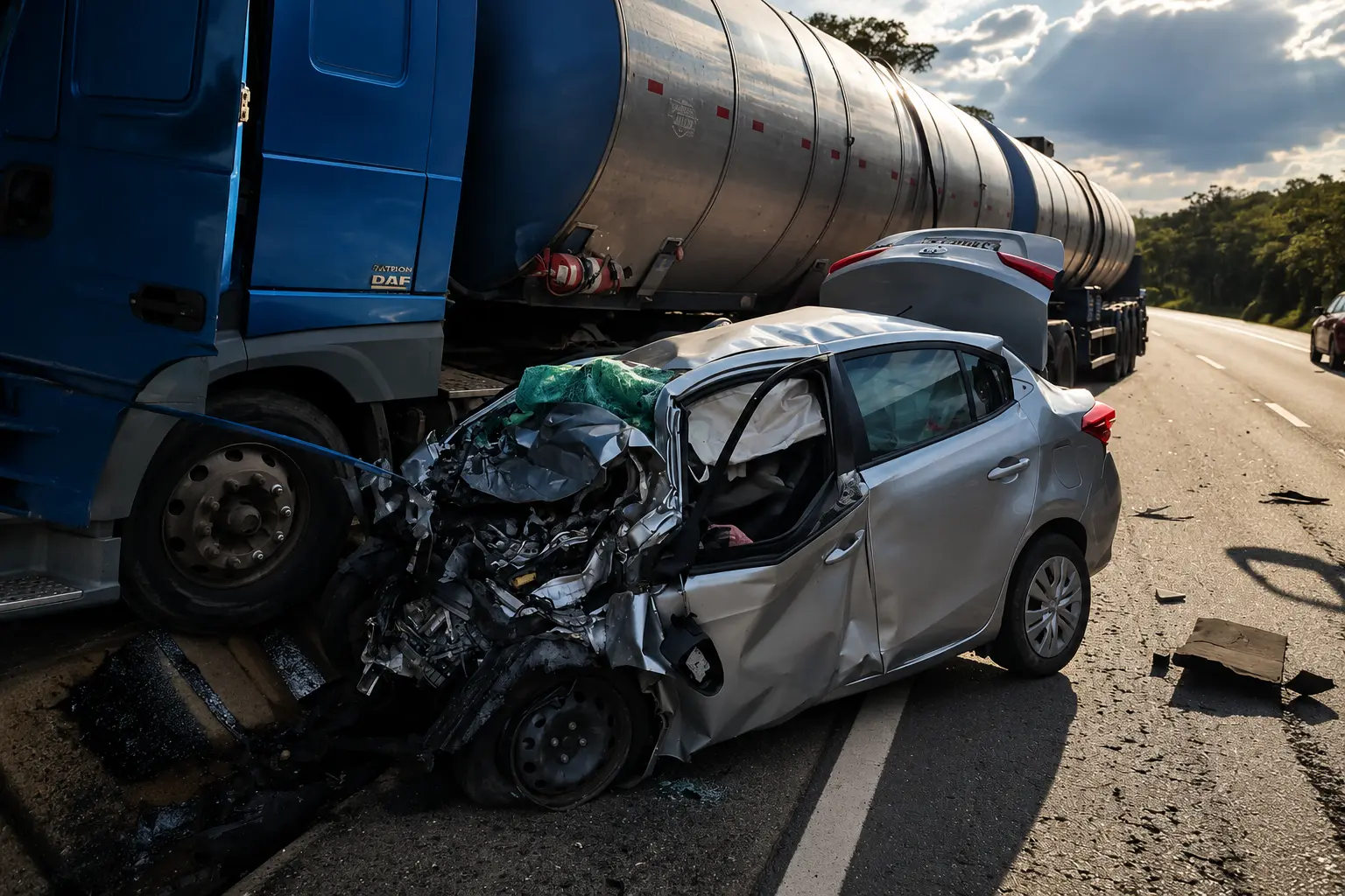Colisão frontal entre carro e caminhão-tanque deixa um morto na BR-364